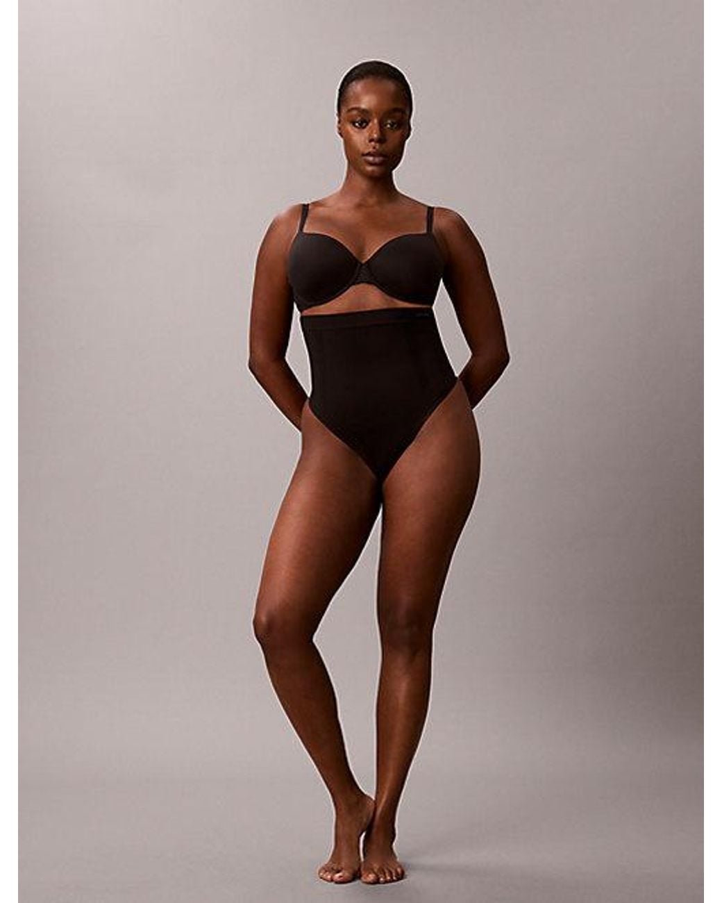 Calvin Klein Shapewear String Met Hoge Taille in het Black
