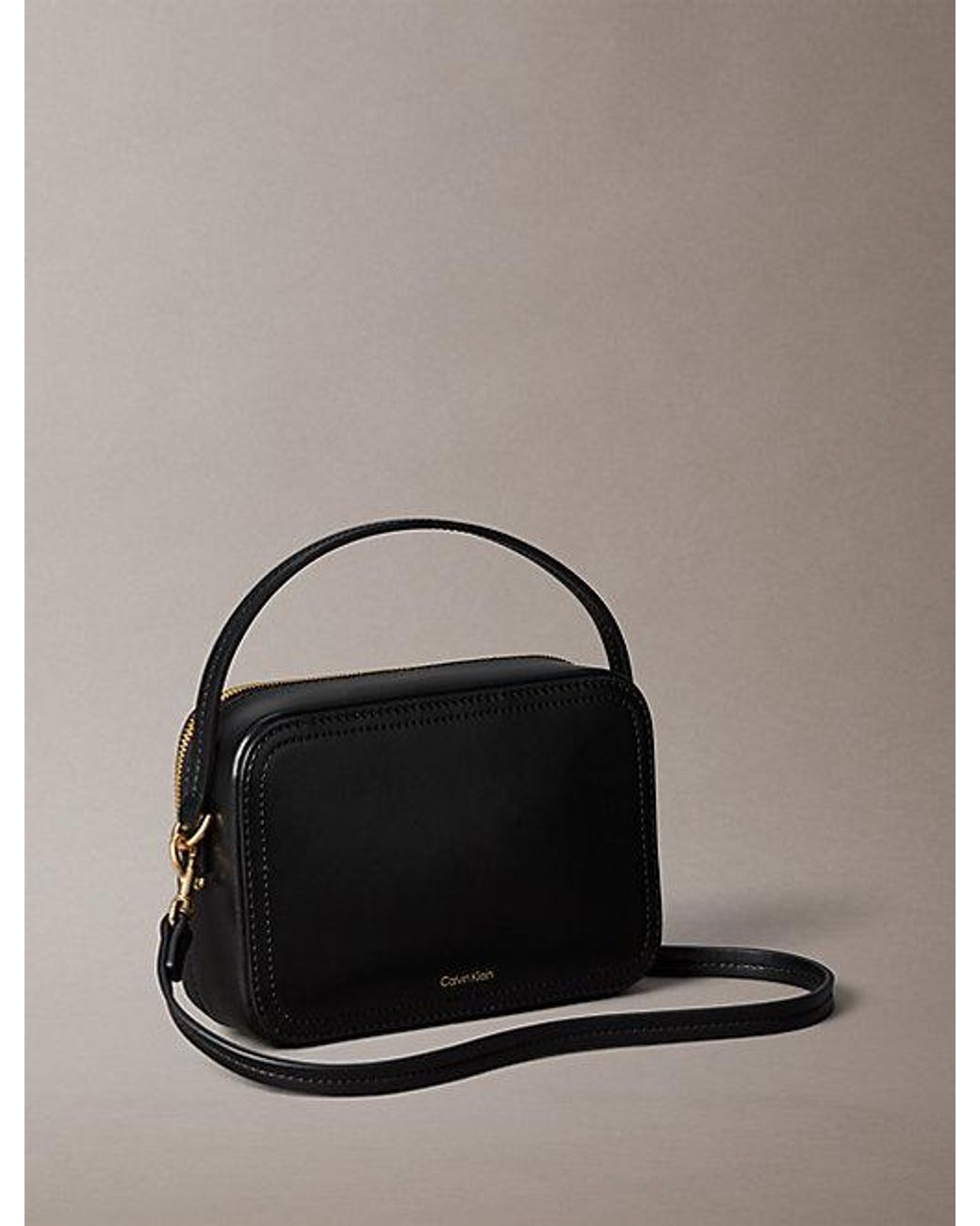 Calvin Klein Black Monogram Logo Crossbody Camera Bag