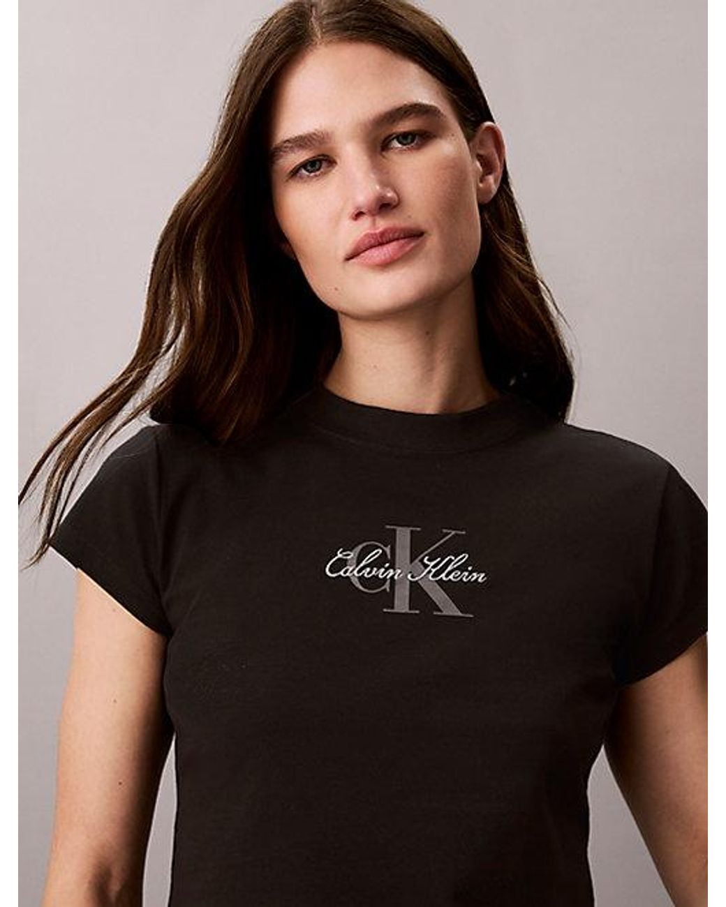 Calvin Klein Black Jeans Monologo Baby Tee
