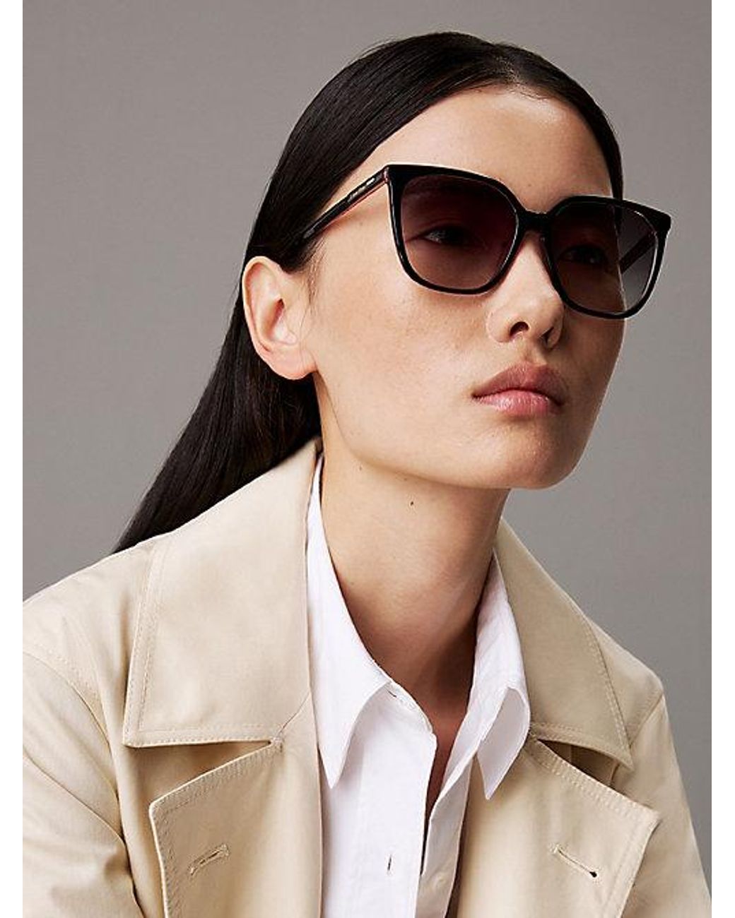 Calvin Klein Black Modified Rectangle Sunglasses