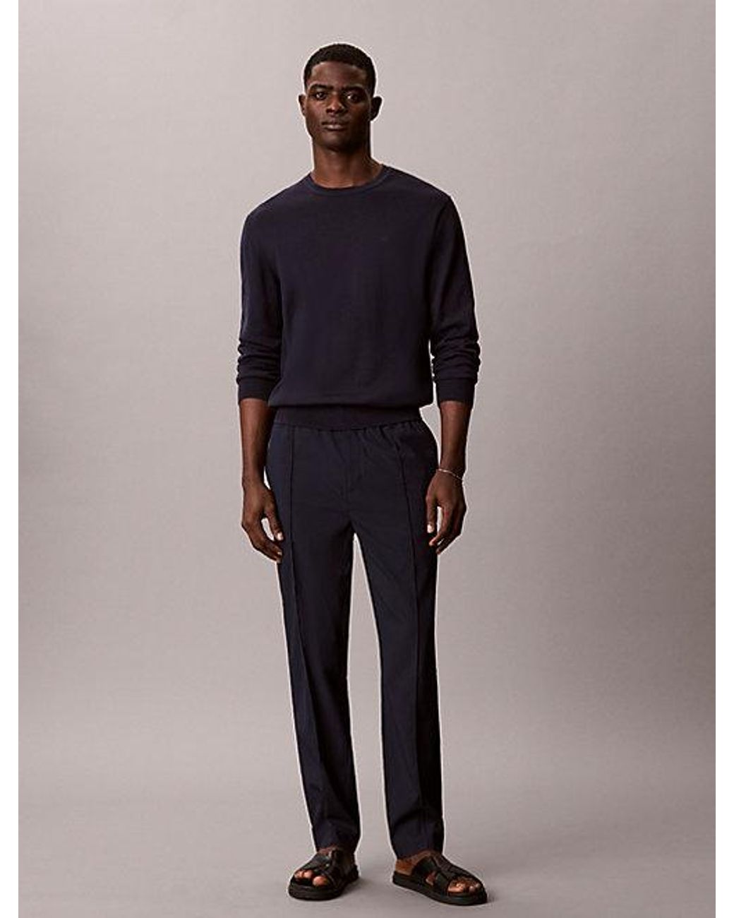 Calvin Klein Blue Seersucker Pull On Trousers for men