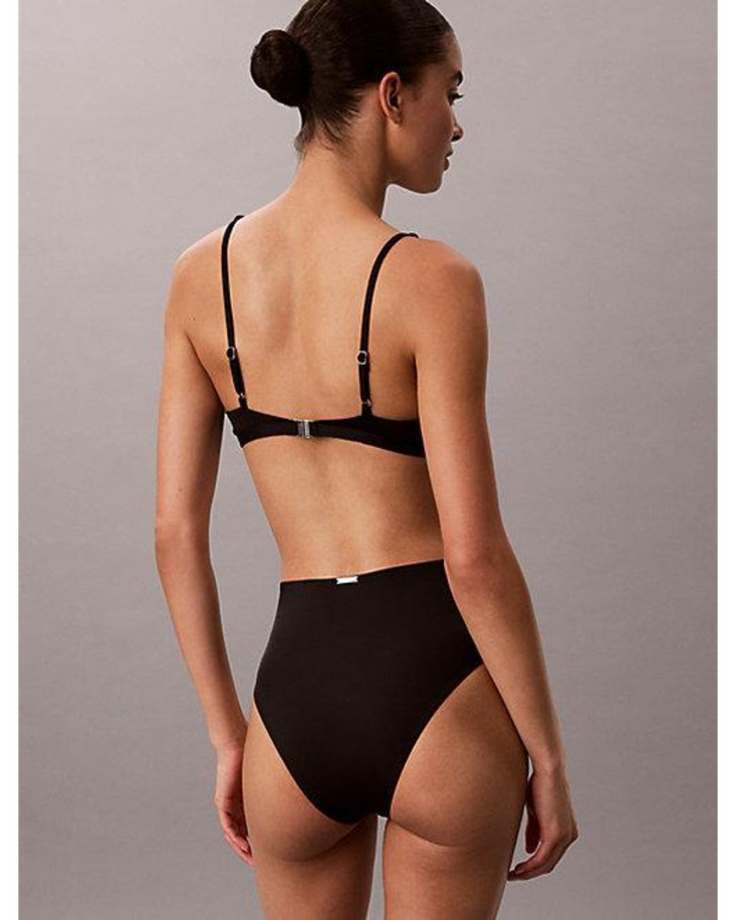 Calvin Klein Black High Waisted Bikini Bottoms Emblem