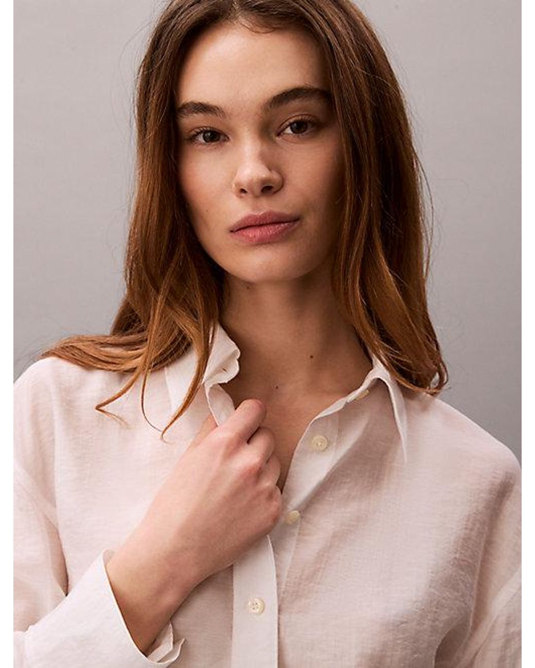 Calvin Klein Natural Jeans Soft Voile Twist Back Shirt