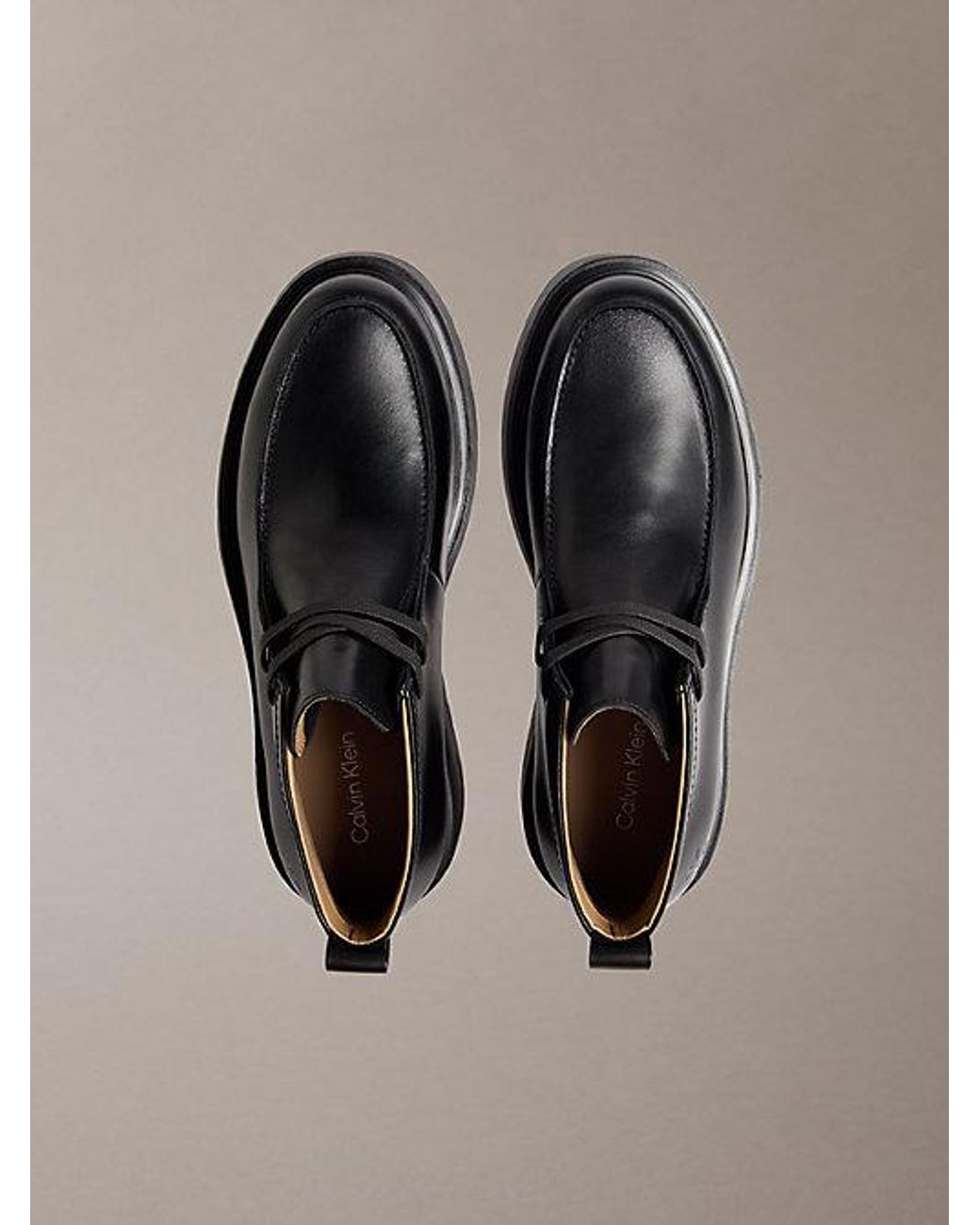 Calvin Klein Black Jeans Smooth Leather Lug Sole Desert Boots for men