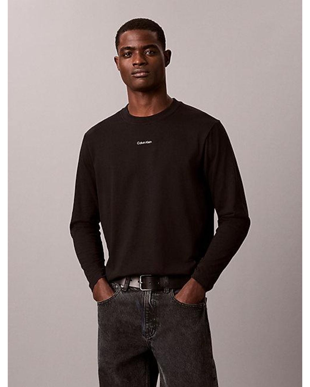 Calvin Klein Black Jeans Back Logo Long Sleeve T-Shirt for men