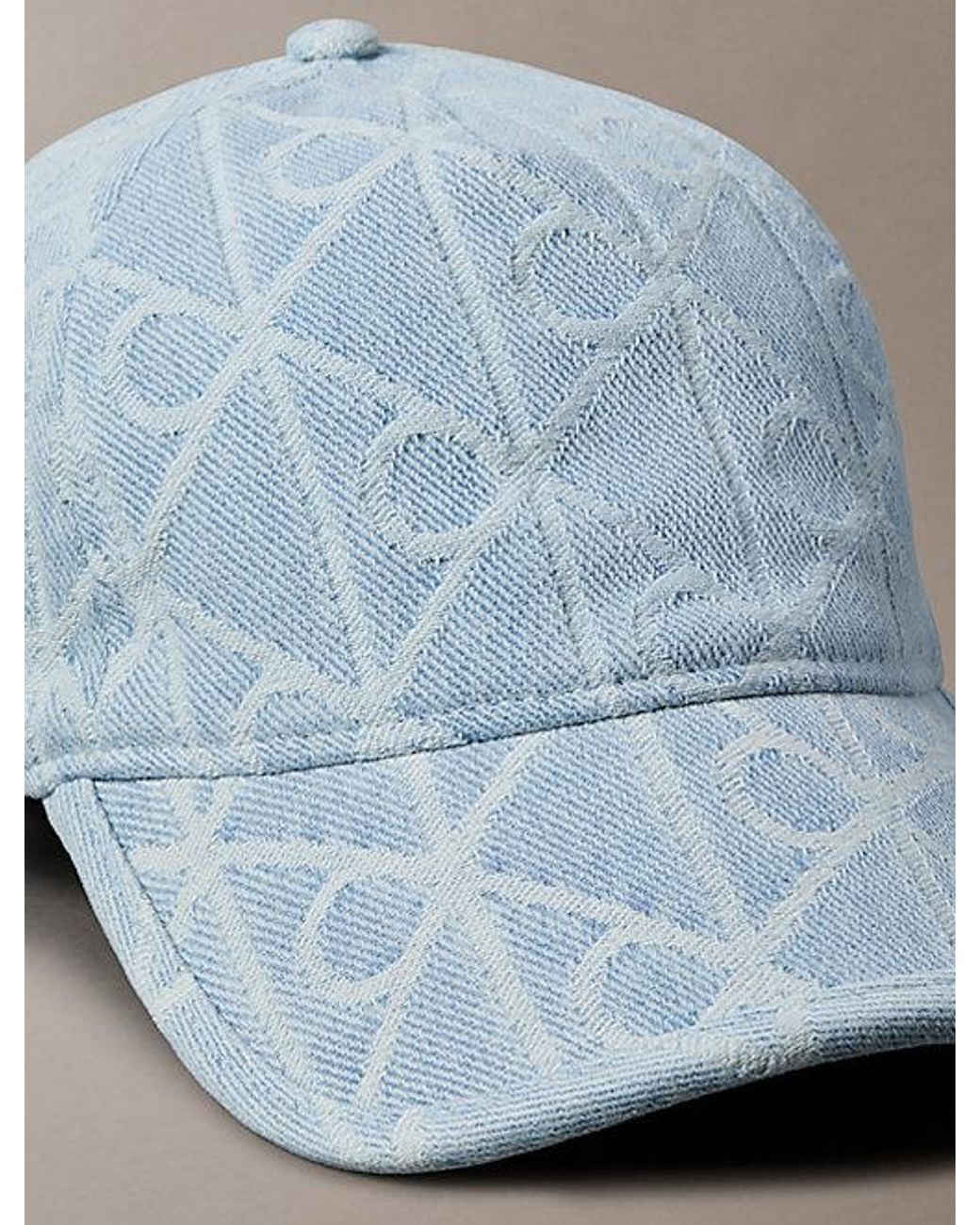 Calvin Klein Blue Allover Emblem Logo Denim Baseball Cap
