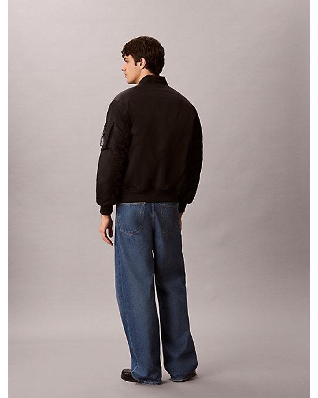Calvin Klein Blue Jeans Nylon Bomber Jacket for men