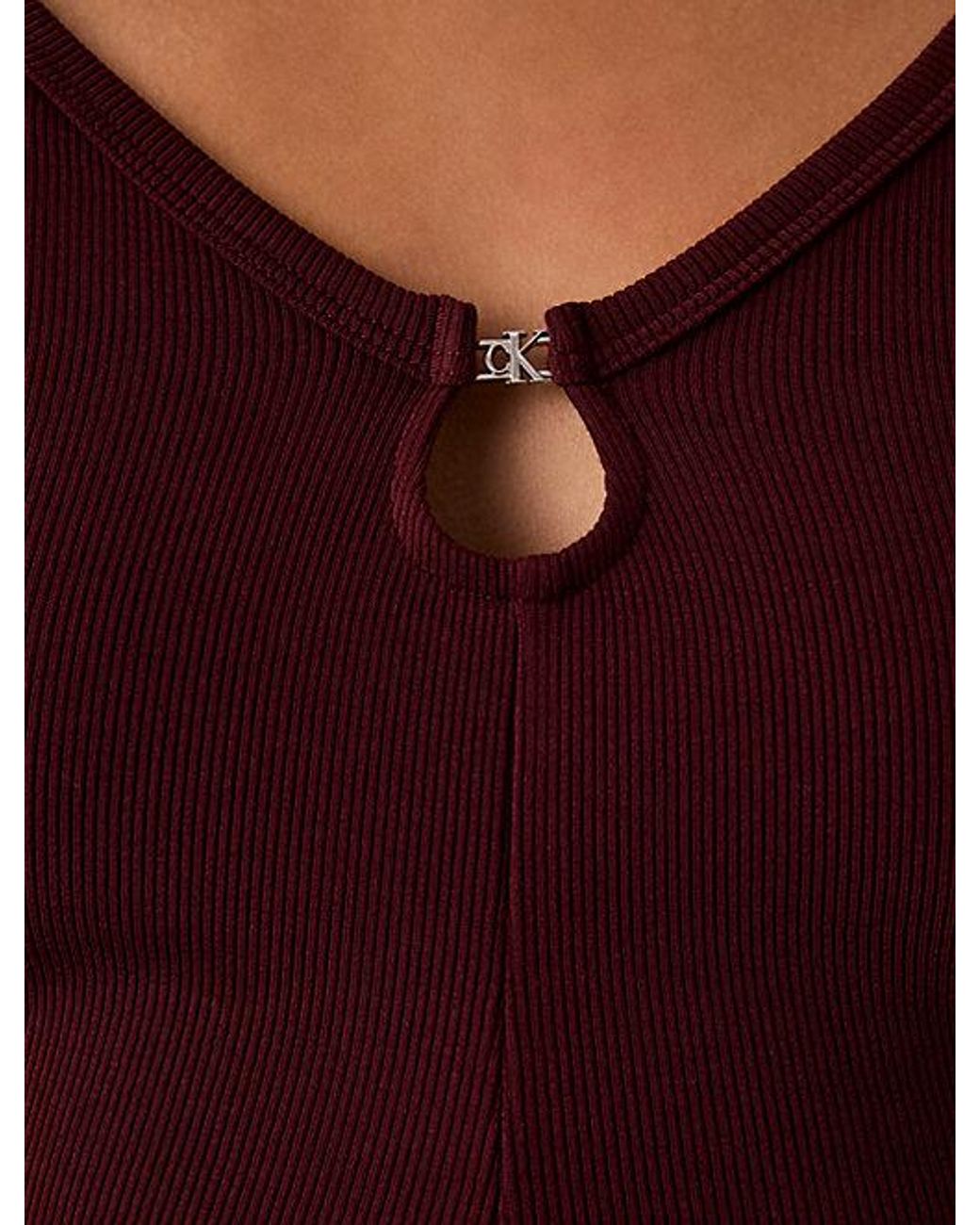 Calvin Klein Multicolor Jeans Ruched Cotton Top With Metal Detail