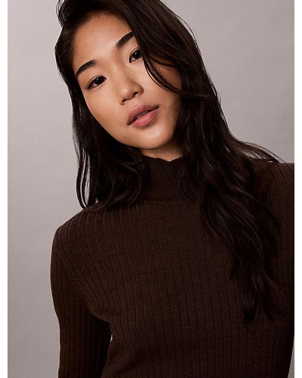 Calvin Klein Black Merino Wool Ribbed Turtleneck Jumper