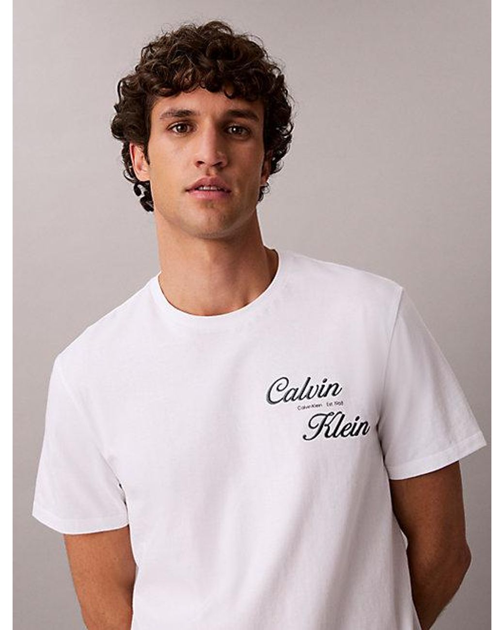 Calvin Klein Blue Jeans Embroidered Logo T-Shirt for men