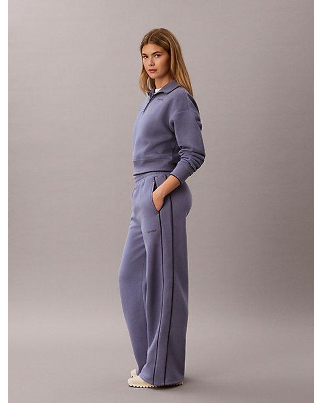 Calvin Klein Purple Sport French Terry Wide Leg Sweatpants