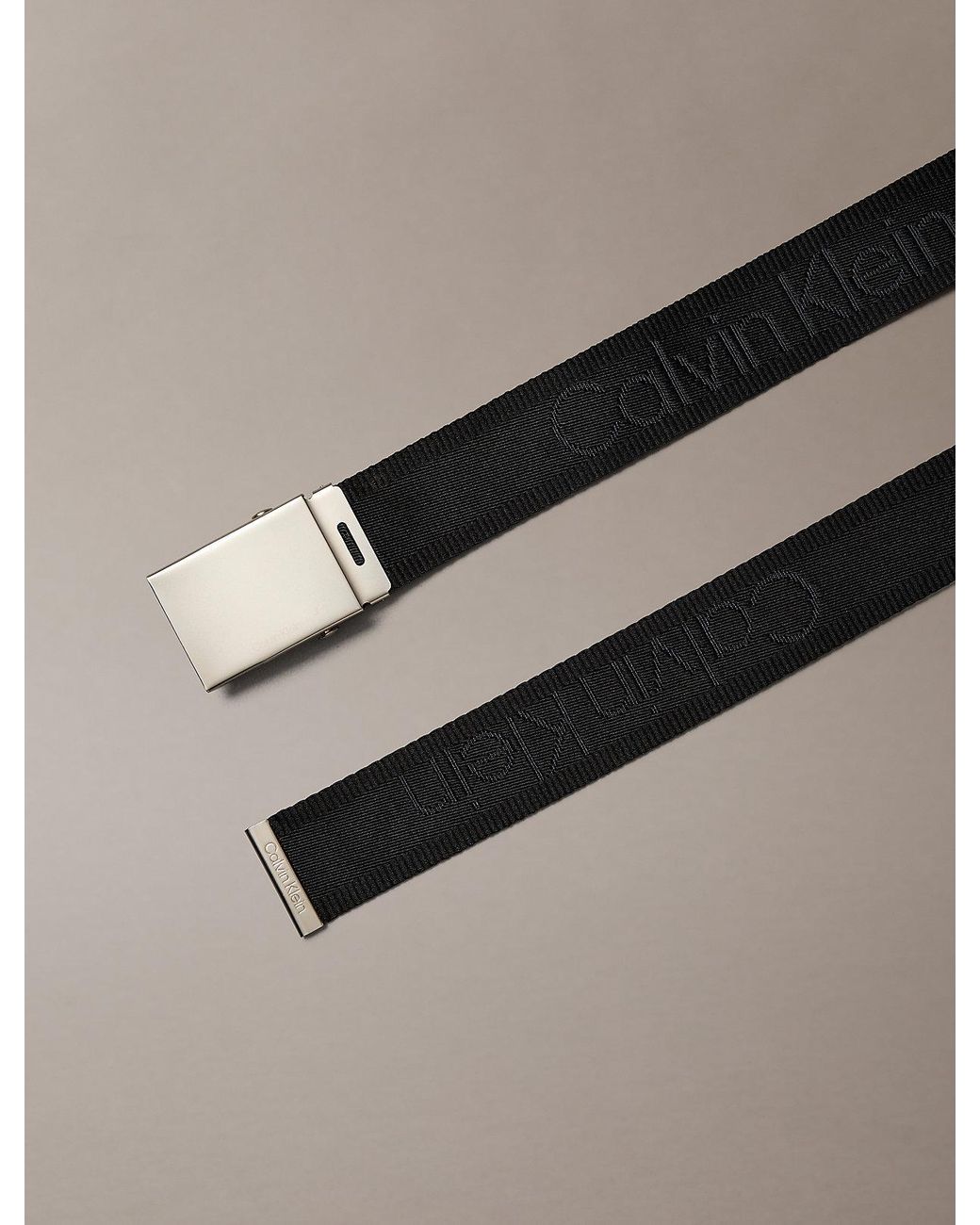 Cintura Con Fibbia Jacquard Con Logo di Calvin Klein in Black da Uomo
