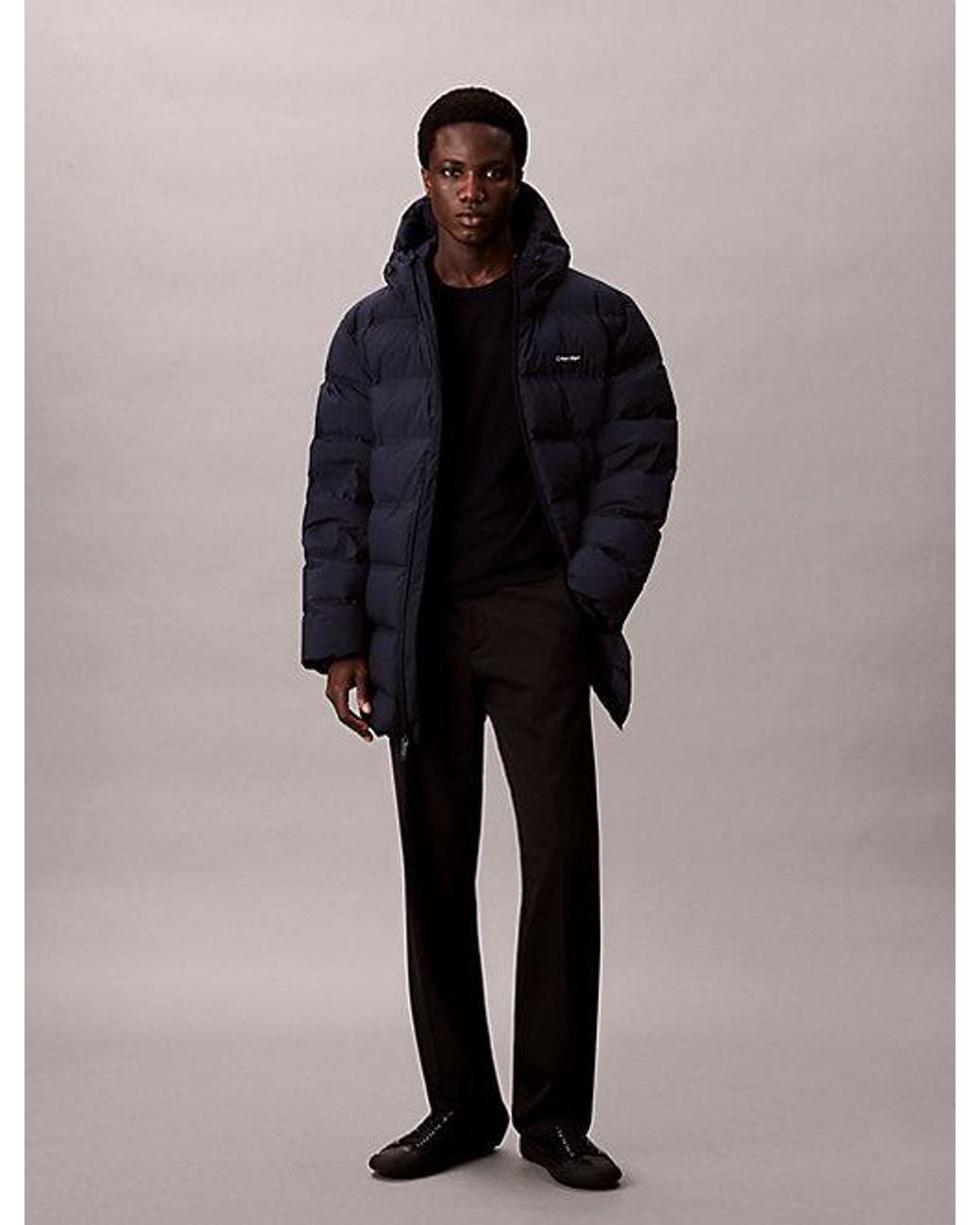 Calvin Klein Blue Channelled Down Puffer Coat for men