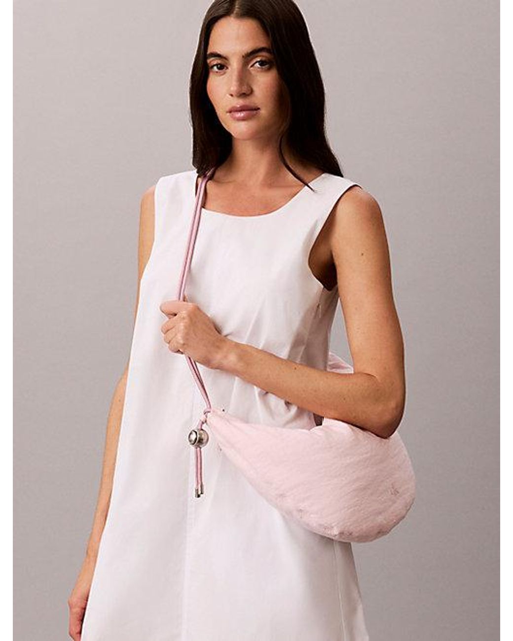 Calvin Klein Pink Nylon Small Crescent Bag