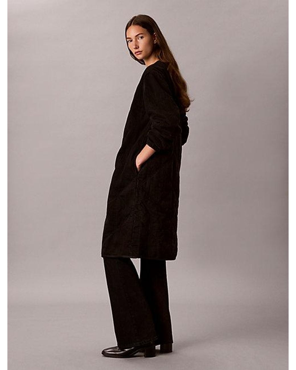 Calvin Klein Black Quilted Denim Liner Coat