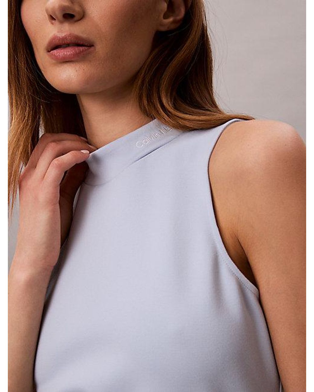 Calvin Klein Purple Jeans Slim Mock Neck Mini Dress
