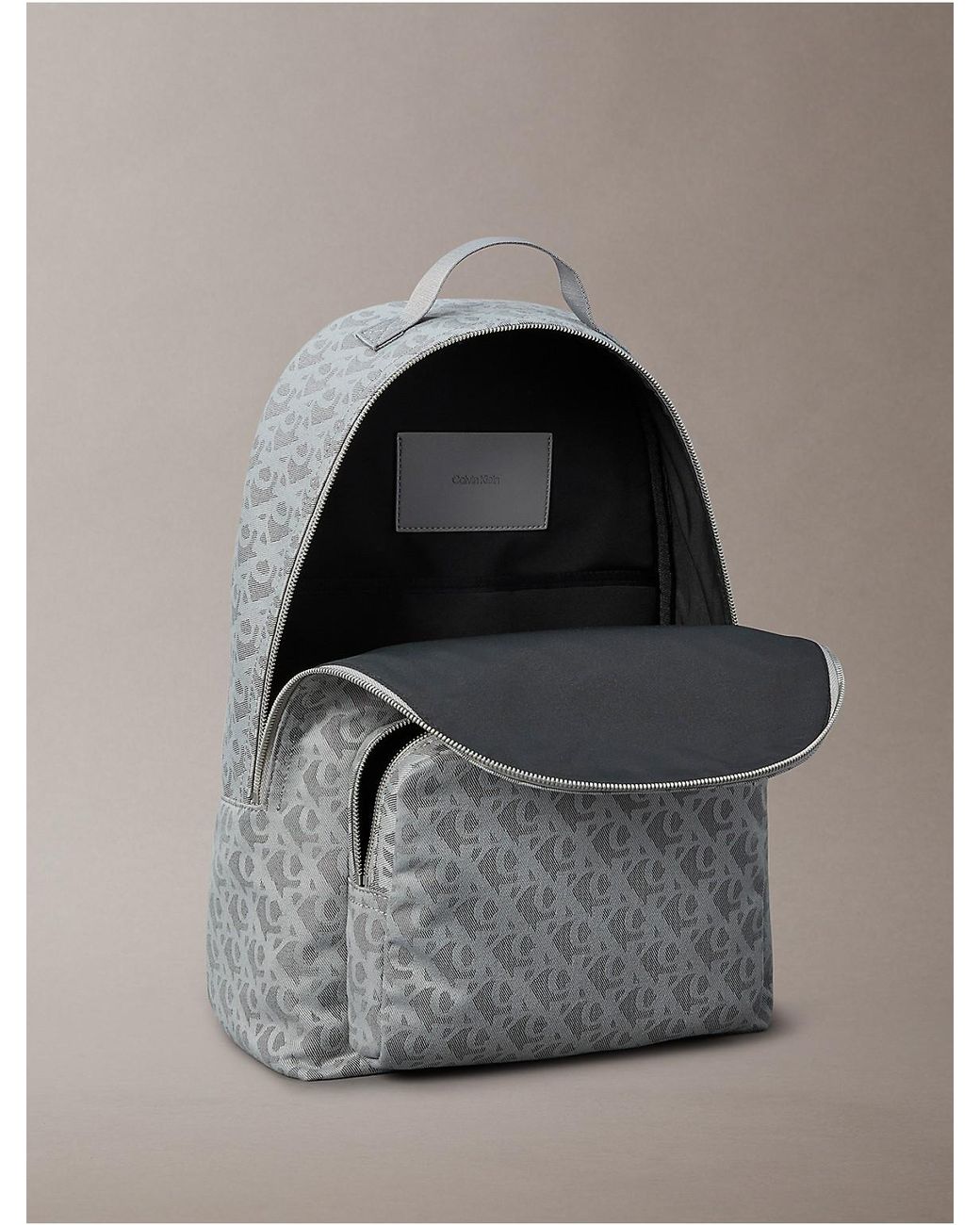 Calvin Klein Monogram Jacquard Zip Backpack in Gray for Men  display picture 1