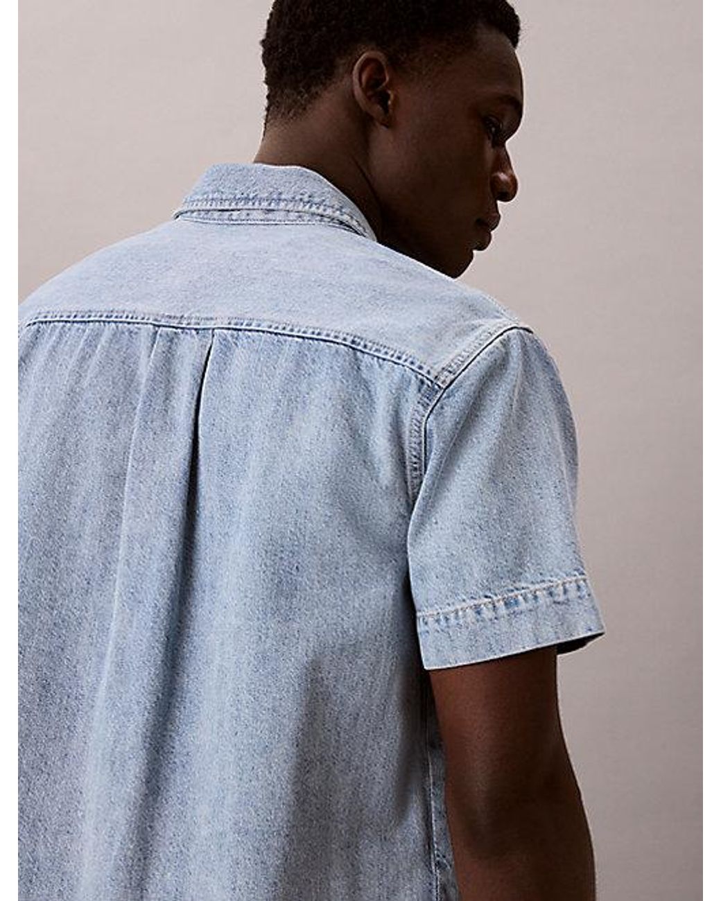 Calvin Klein Blue Jeans Denim Short Sleeve Utility Shirt for men