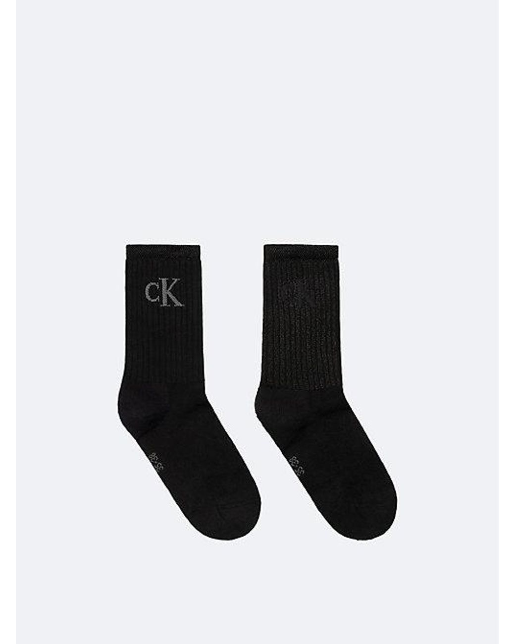 Calvin Klein White Jeans 2 Pack Glossy Striped Crew Socks