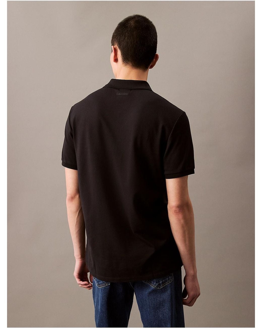 Calvin Klein Black Tech Zip Polo Shirt for men