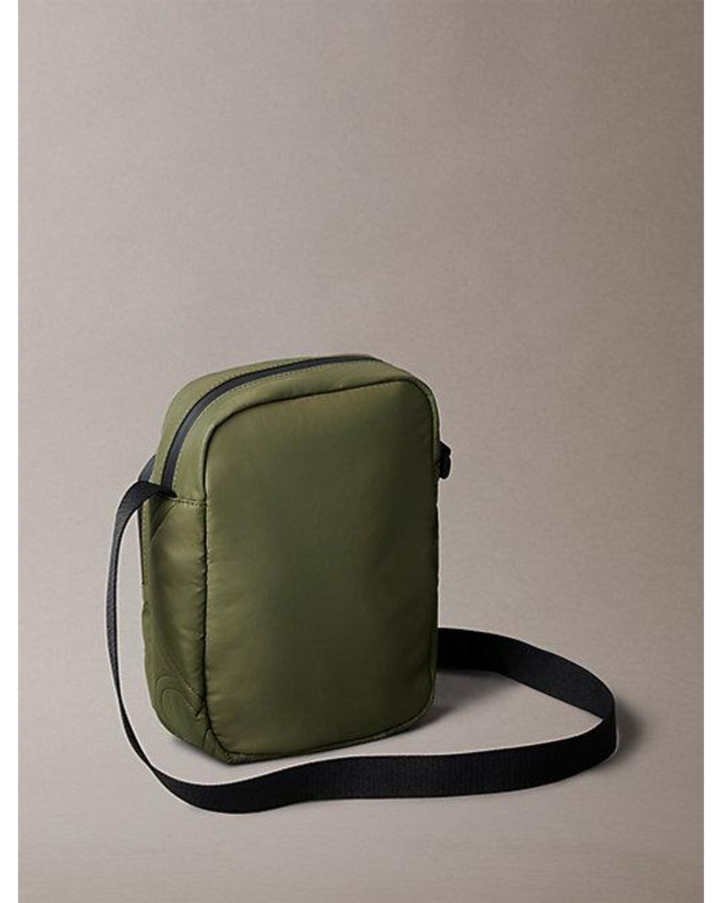 Calvin Klein Green Puffer Monogram Logo Reporter Bag for men
