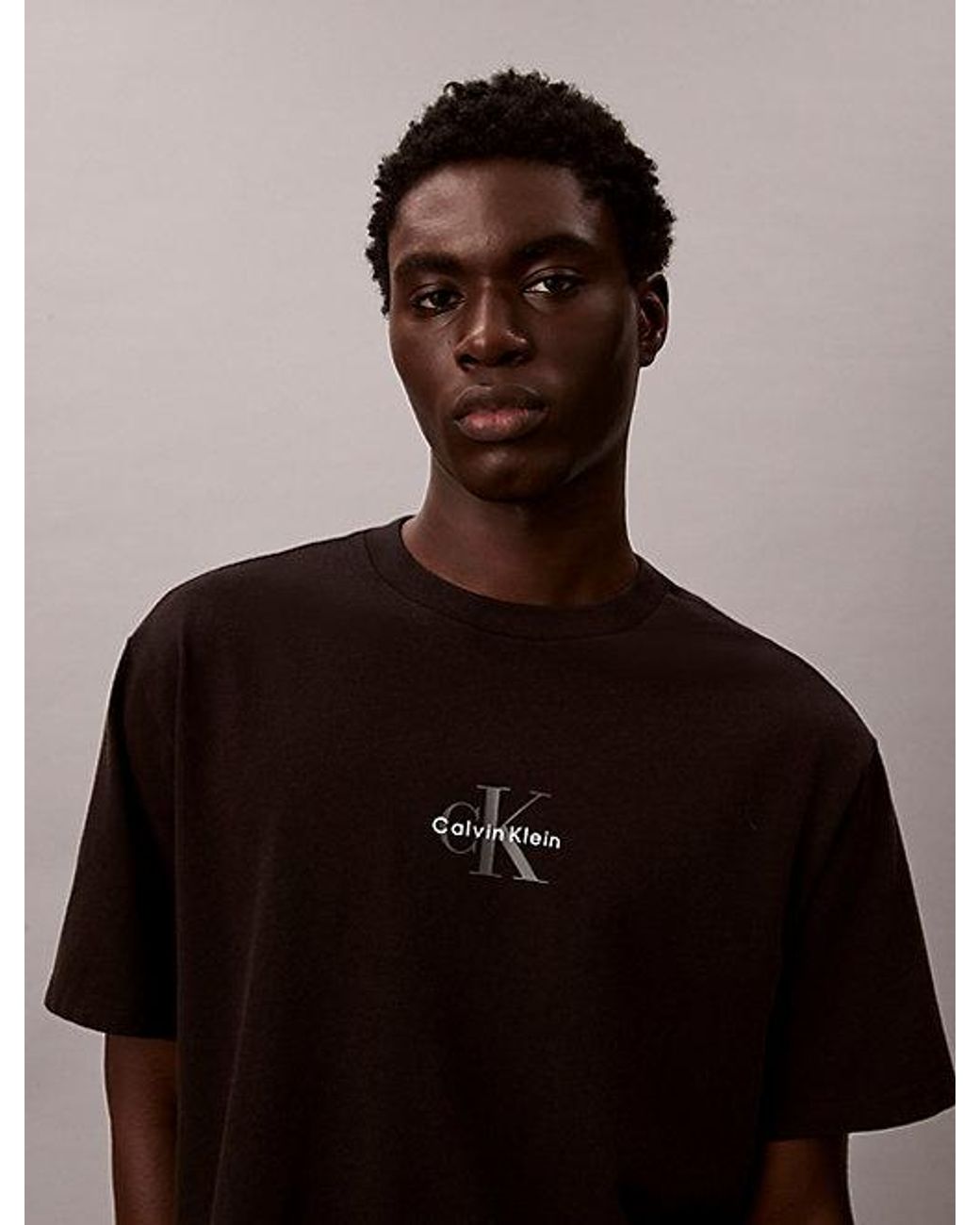 Calvin Klein Black Jeans Relaxed Monogram T-Shirt for men
