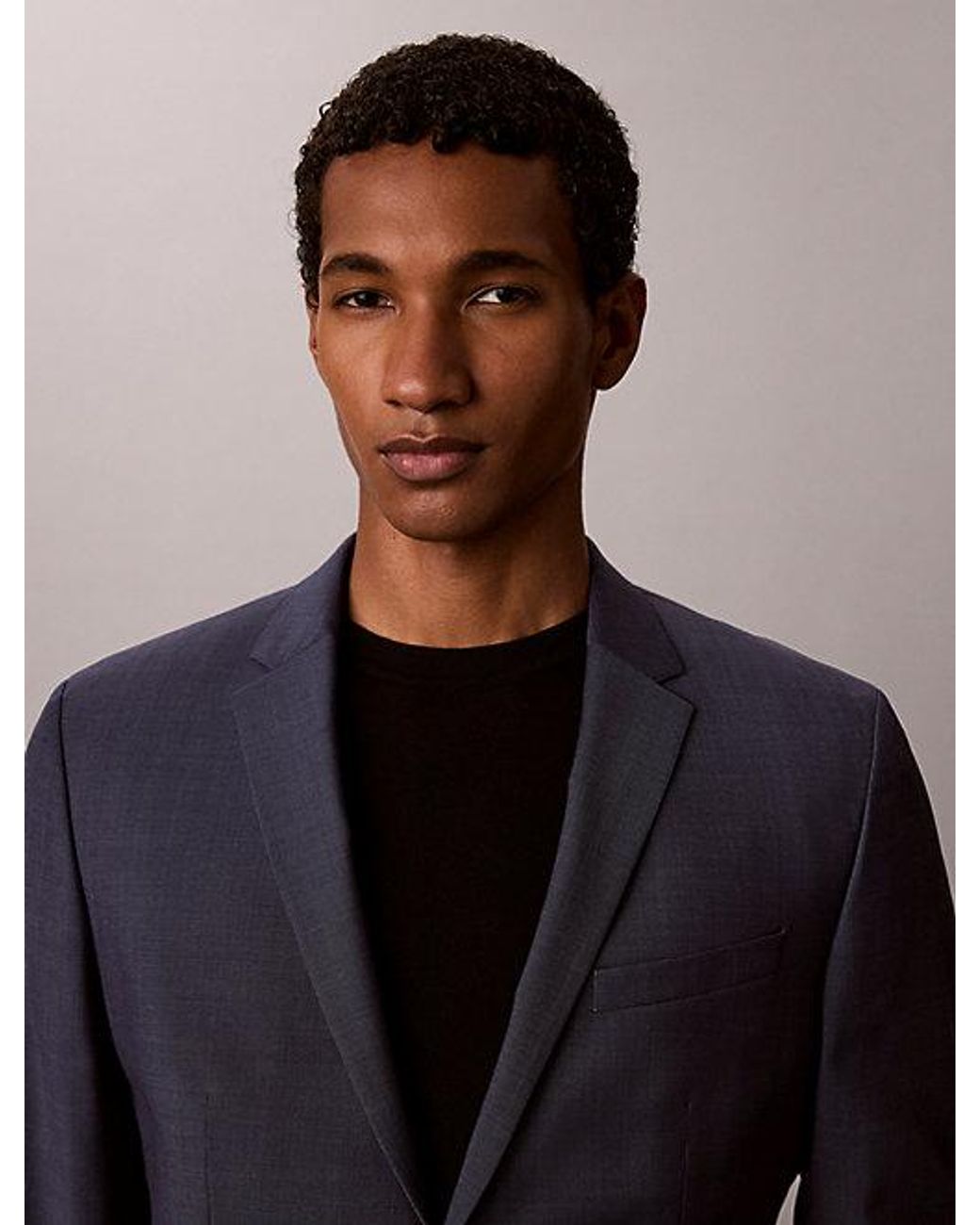 Calvin Klein Blue Slim Wool Textured Blazer for men