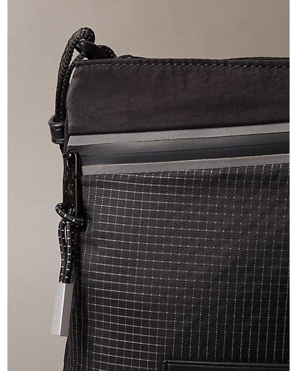 Calvin Klein Black Striped Utility Zip Flat Pack for men