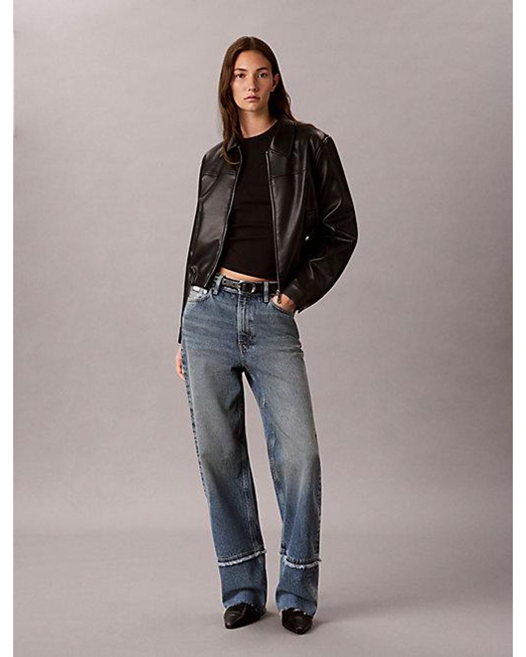 Calvin Klein Multicolor Jeans High Rise Loose Raw Hem Jeans