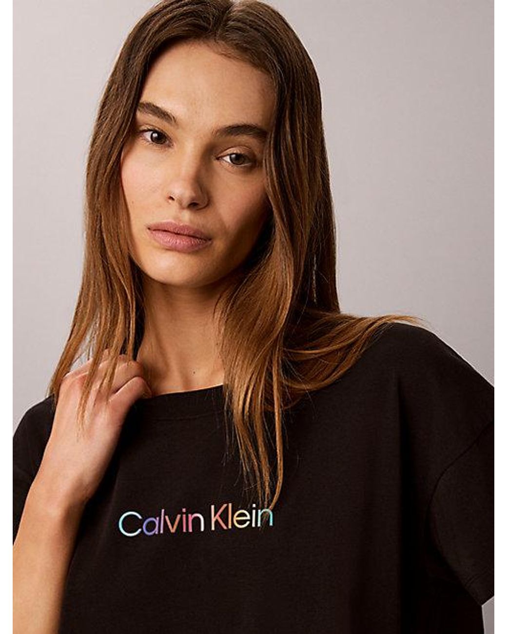 Calvin Klein Black Cropped Lounge T-Shirt Icon Cotton Stretch