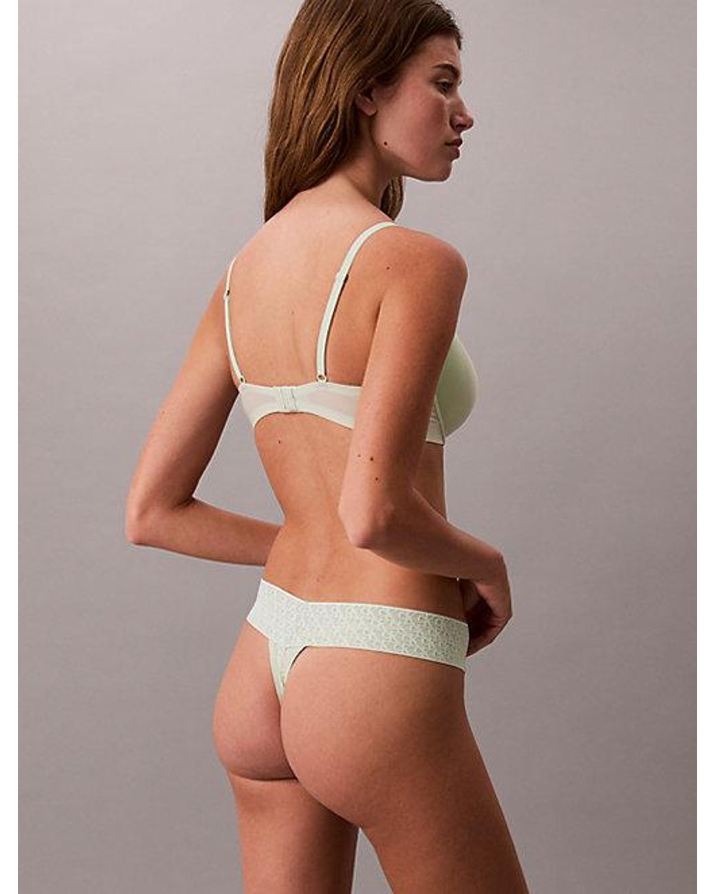Calvin Klein Brown Thong Icon Logo Lace