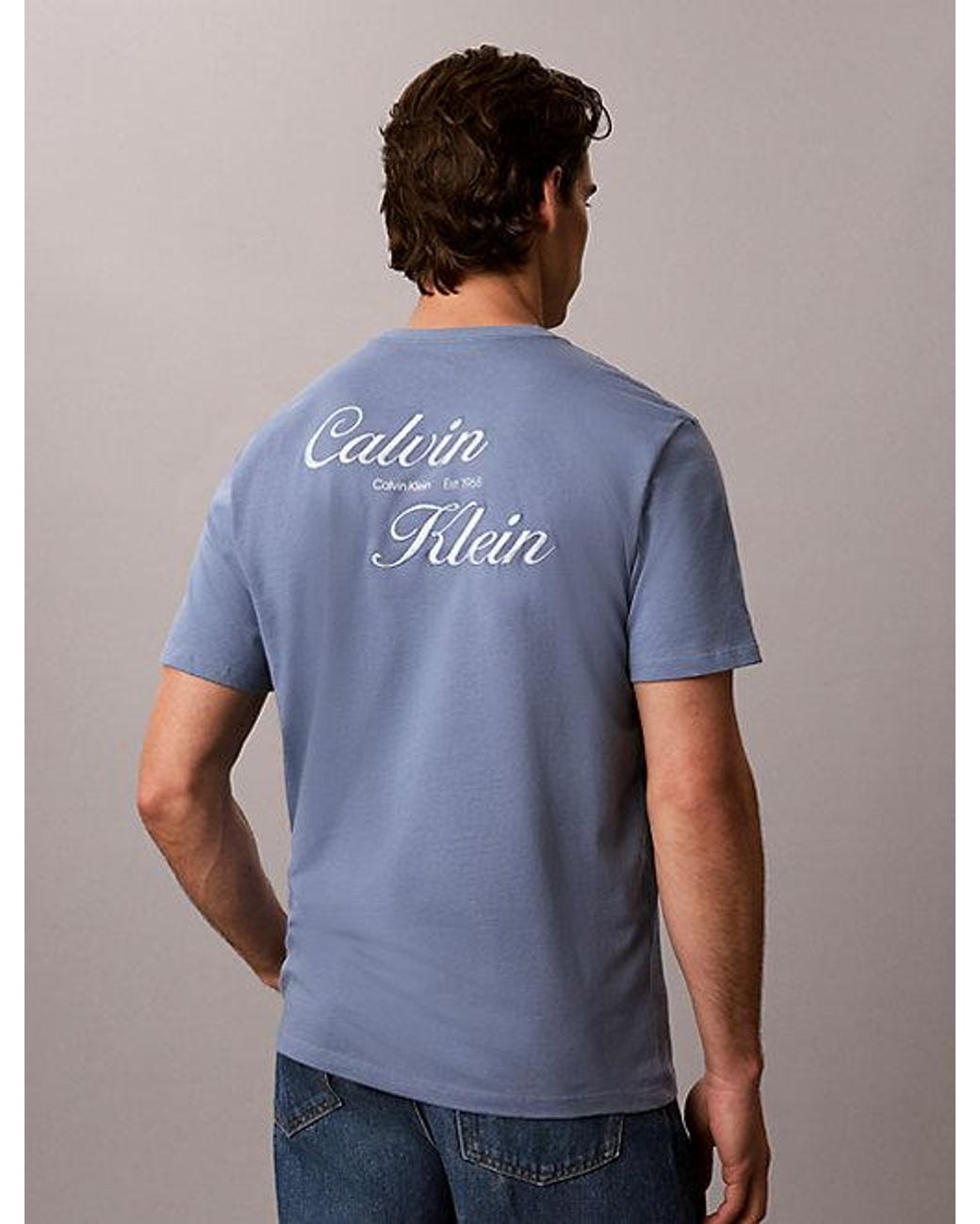 Calvin Klein Blue Jeans Embroidered Logo T-Shirt for men