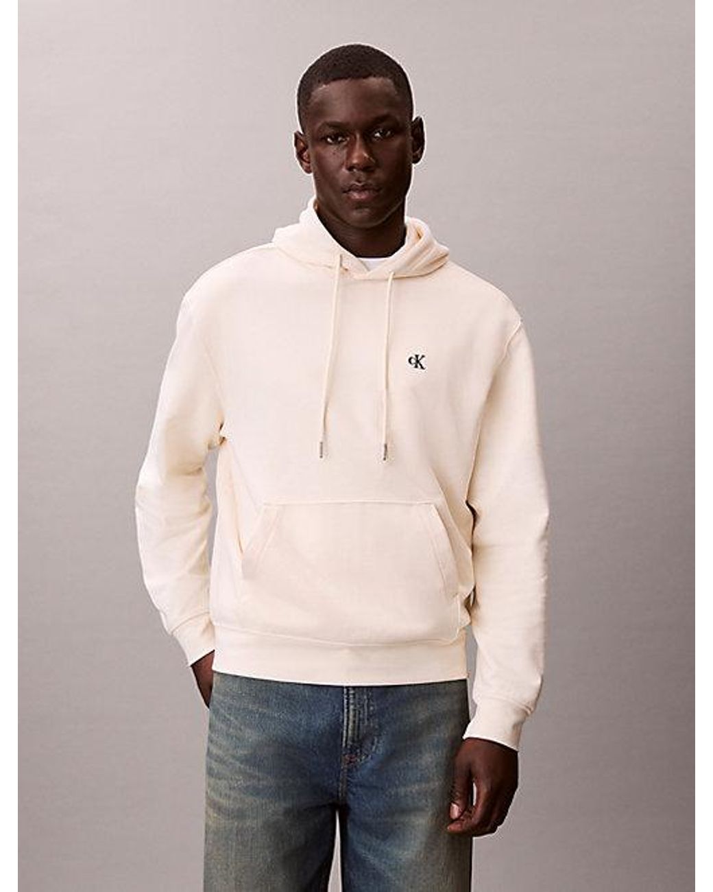 Calvin Klein Natural Jeans Cotton Terry Monogram Hoodie for men
