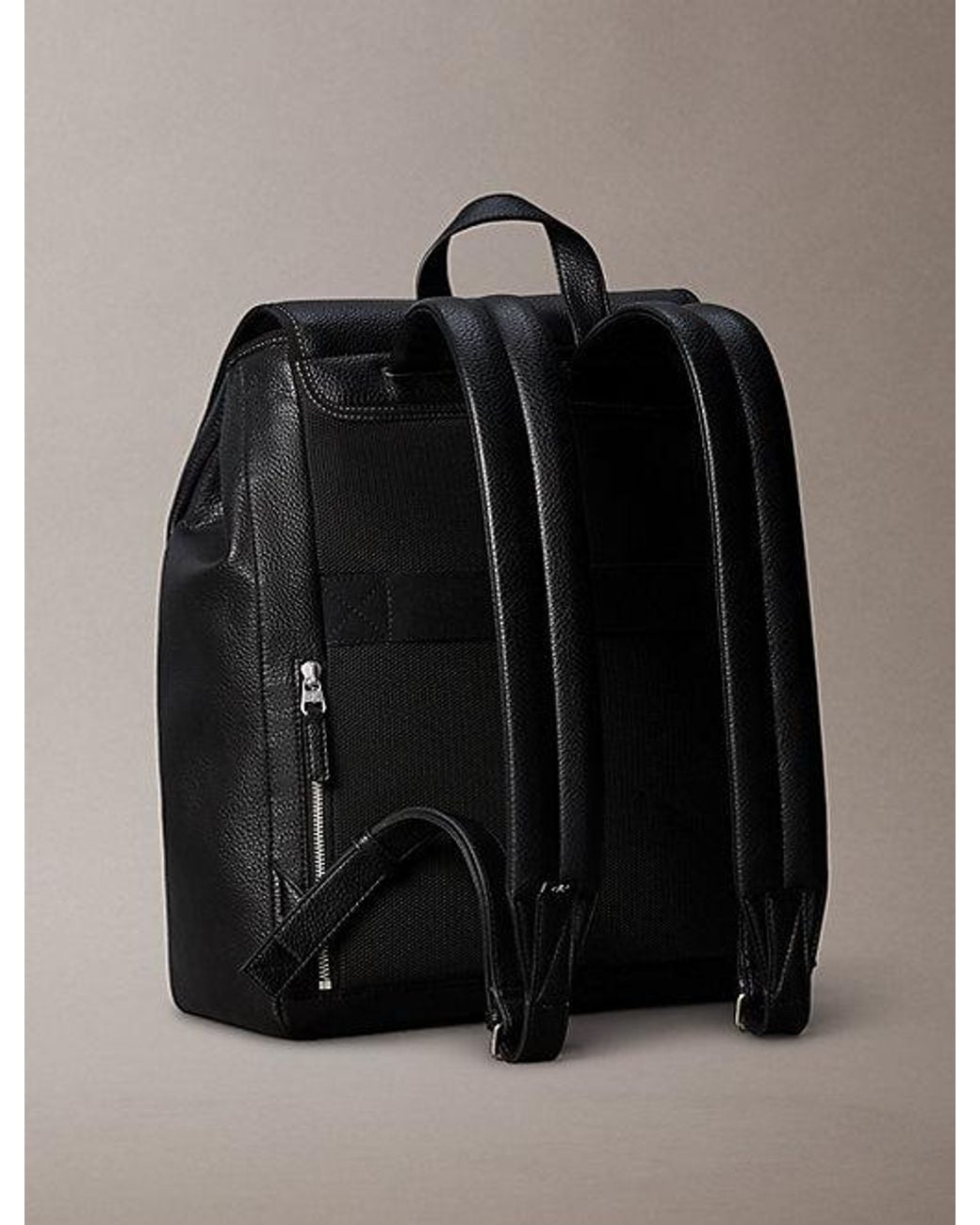 Calvin Klein Black Pebbled Signature Logo Trolley Backpack for men