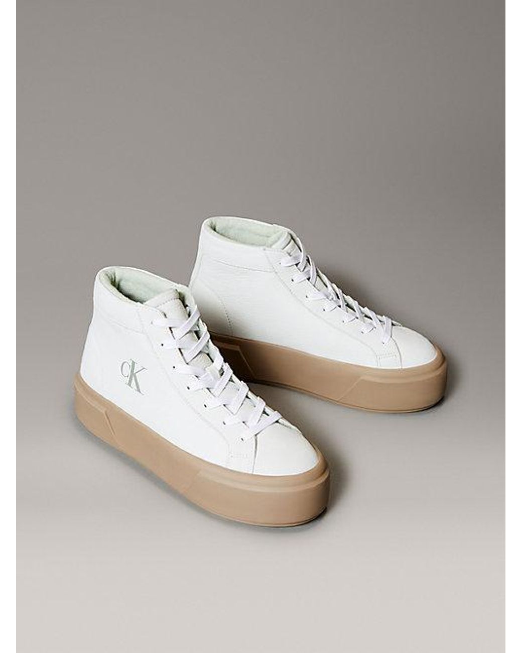 Calvin Klein Metallic Leather Warm High-Top Platform Trainers