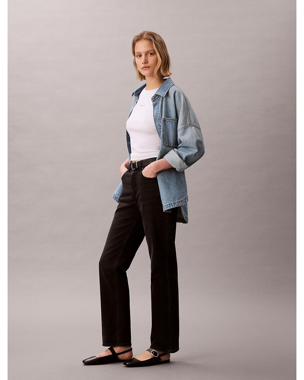 Calvin Klein Black High Rise Straight Jeans