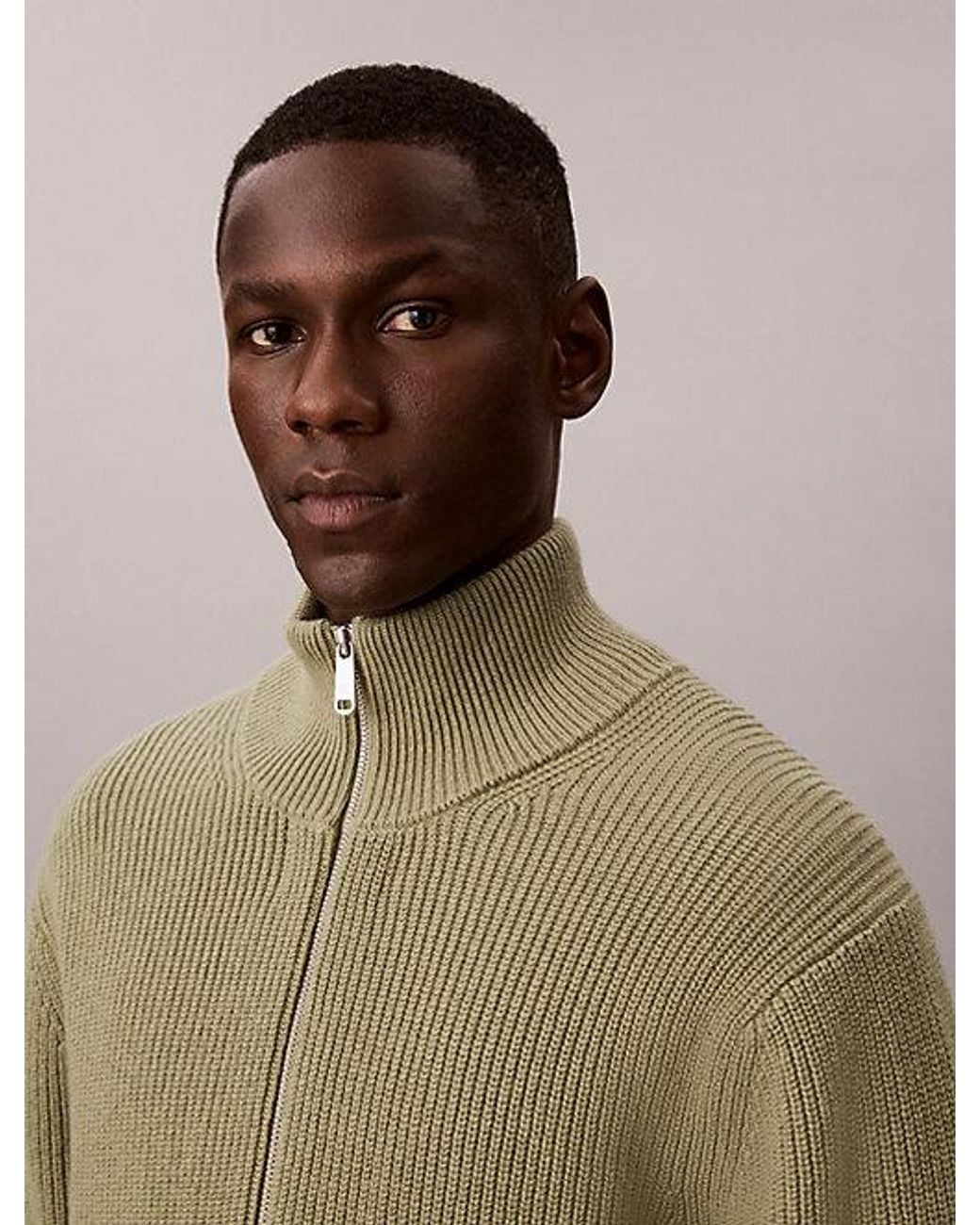 Calvin Klein Multicolor Jeans Relaxed Wool Cotton Zip Cardigan for men