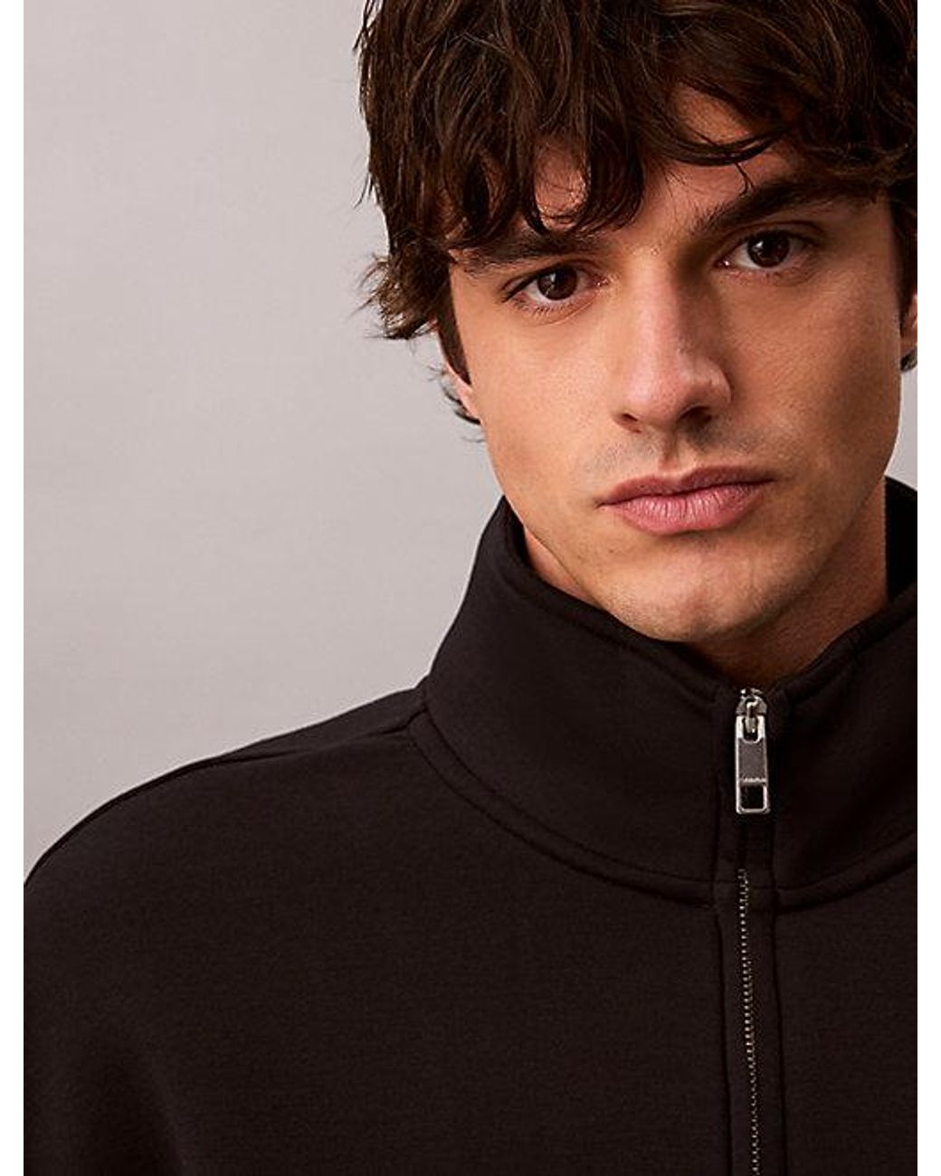 Calvin Klein Black Double Knit Jersey Zip Up Jacket for men