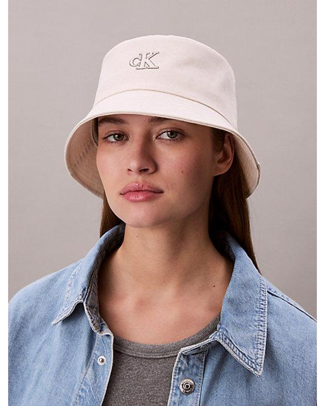 Calvin Klein Natural Canvas Signature Logo Bucket Hat