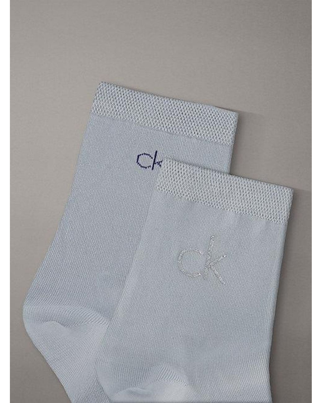 Calvin Klein Gray 2 Pack Soft Cotton Metallic Ankle Socks