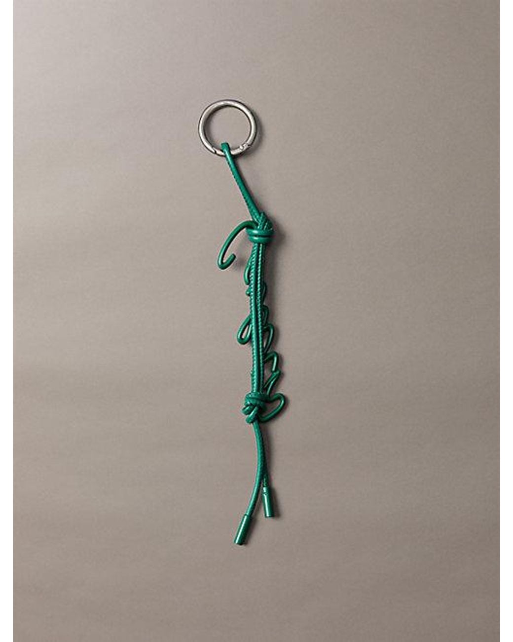 Calvin Klein Green Leather Knotted Tassel Logo Bag Charm