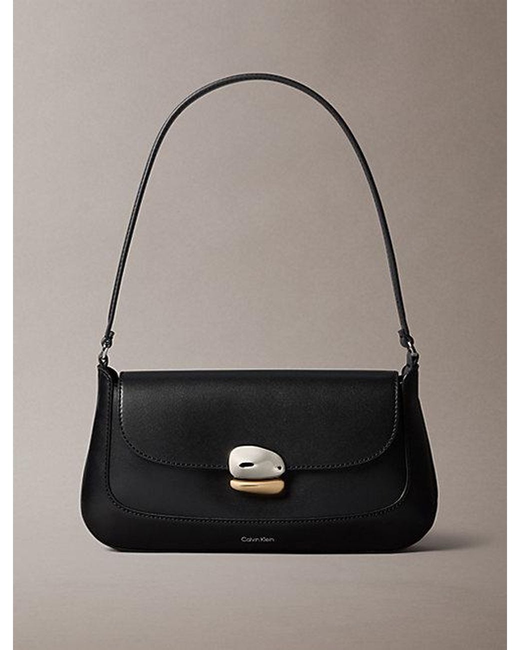 Calvin Klein Gray Sculptural Hardware Shoulder Bag