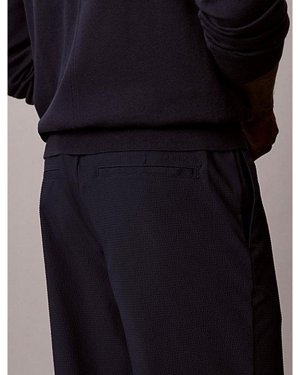 Calvin Klein Blue Seersucker Pull On Trousers for men