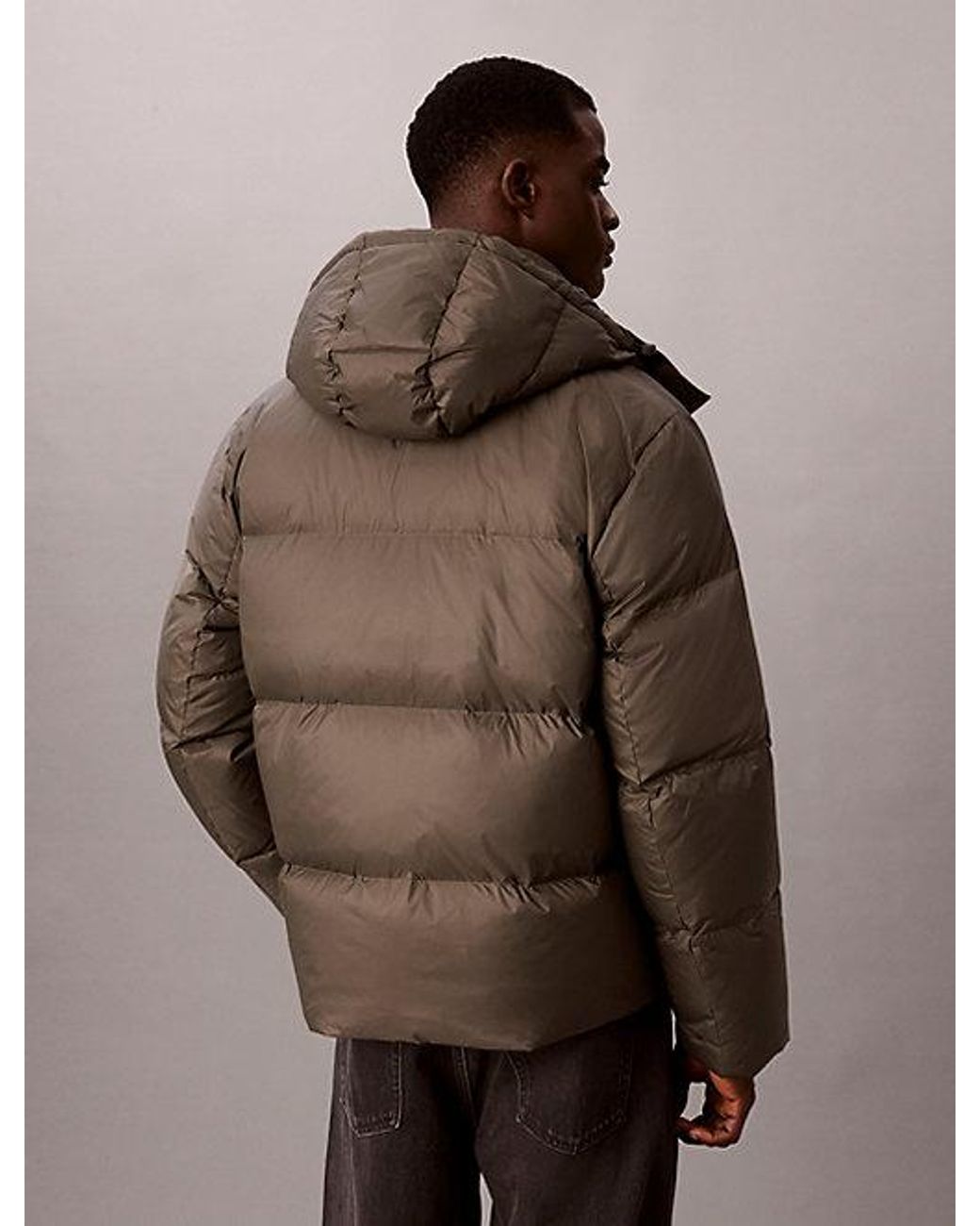 Calvin Klein Brown Hooded Puffer Jacket for men