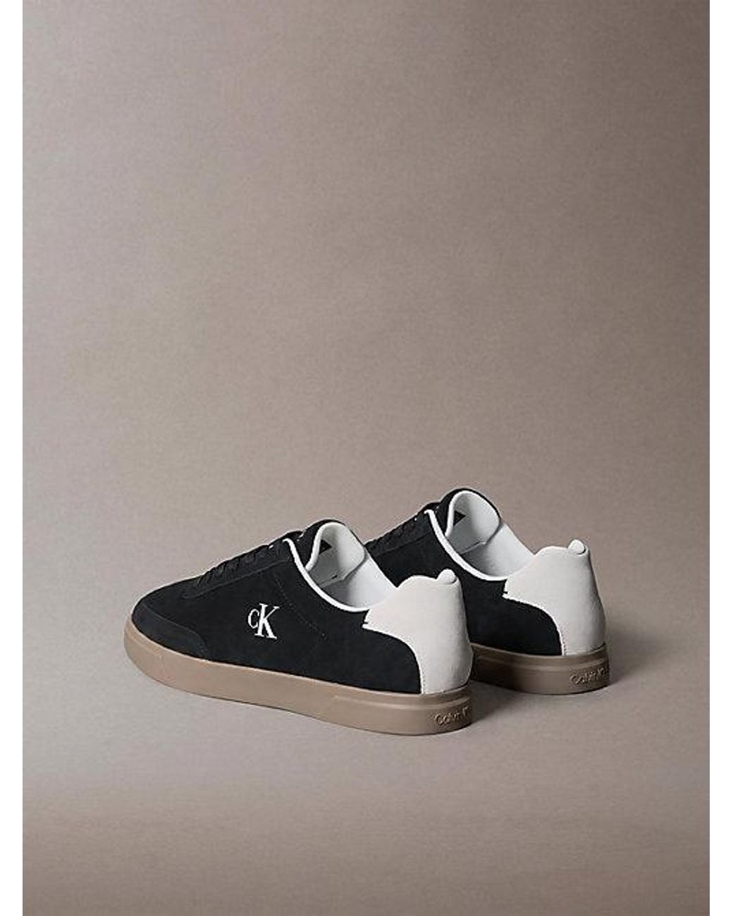 Calvin Klein Brown Suede Signature Logo Trainers for men