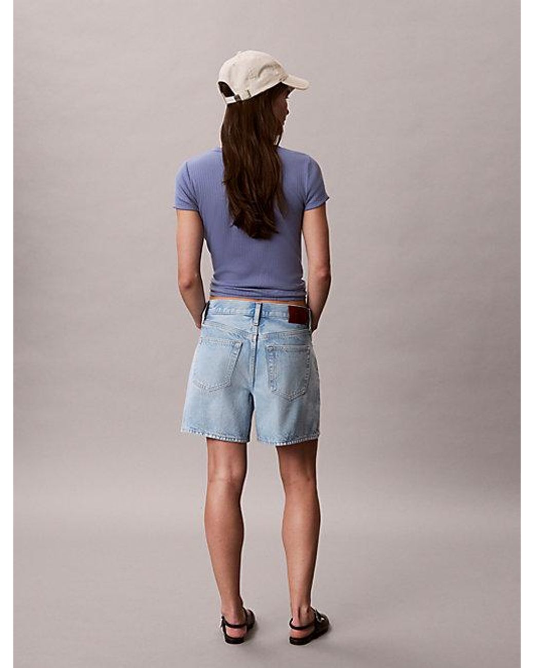 Calvin Klein Blue Jeans High Rise Relaxed Denim Shorts