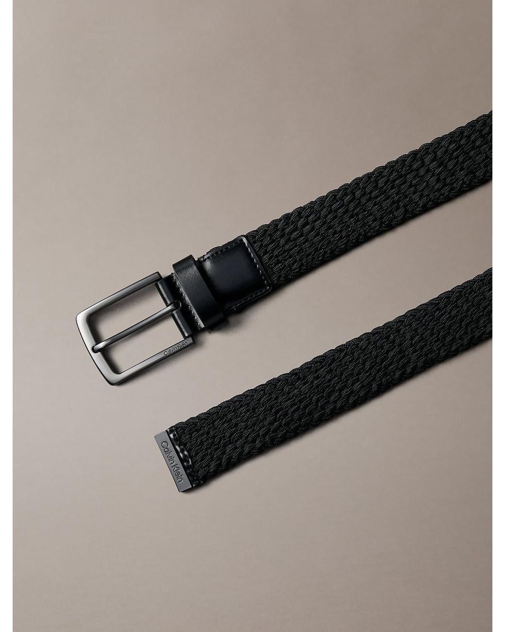 Cintura Con Logo Intrecciato di Calvin Klein in Black da Uomo