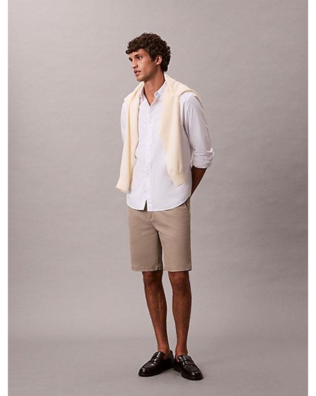 Calvin Klein Pink Cotton Stretch Chino Shorts for men