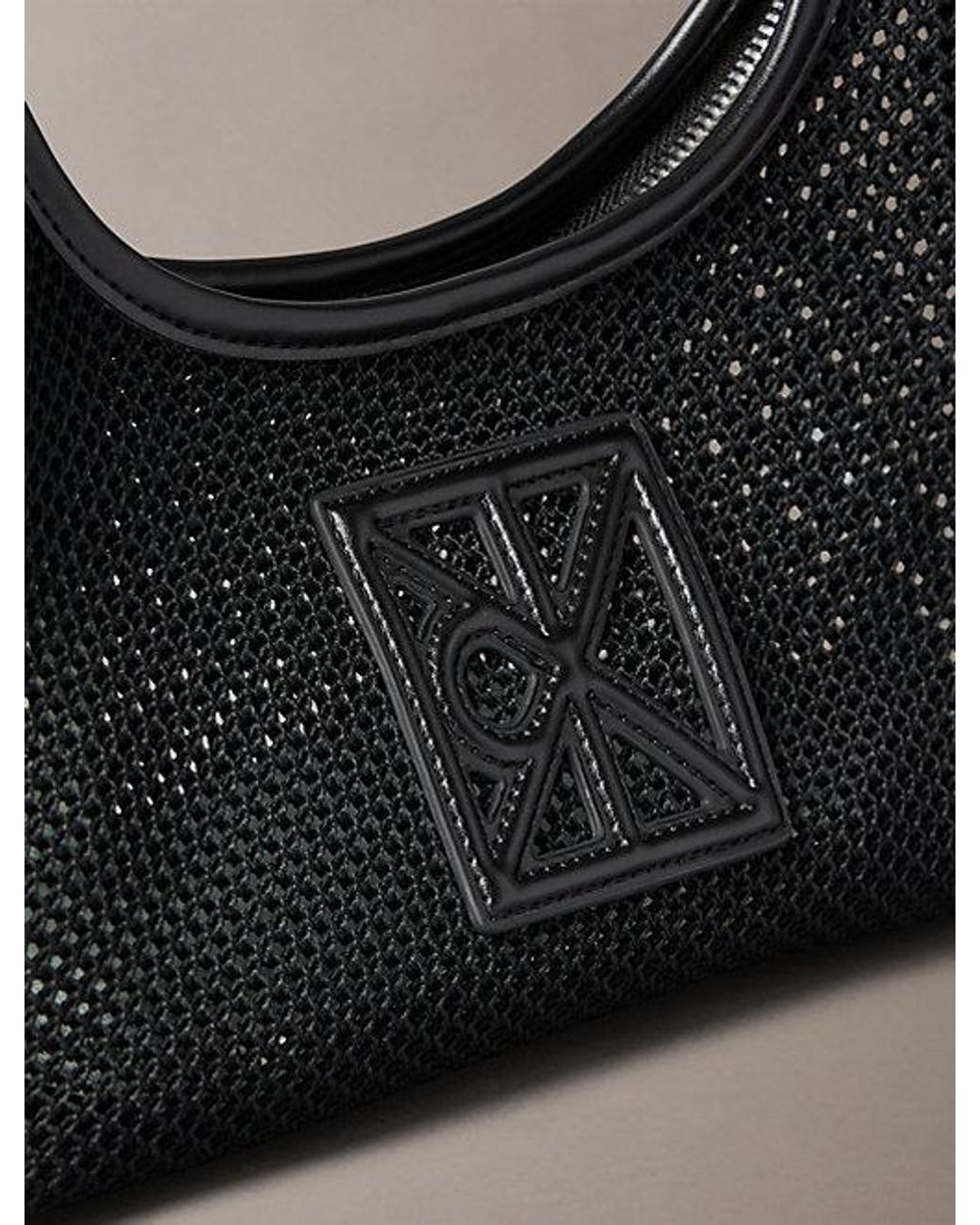 Calvin Klein Black Emblem Logo Mesh Shoulder Bag