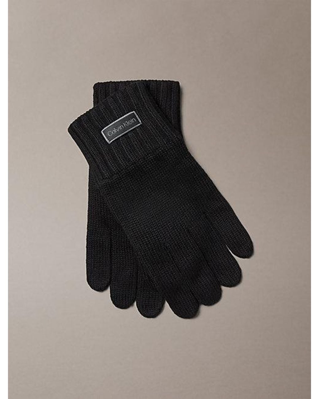 Calvin Klein Black Knit Cotton Logo Touchscreen Gloves for men